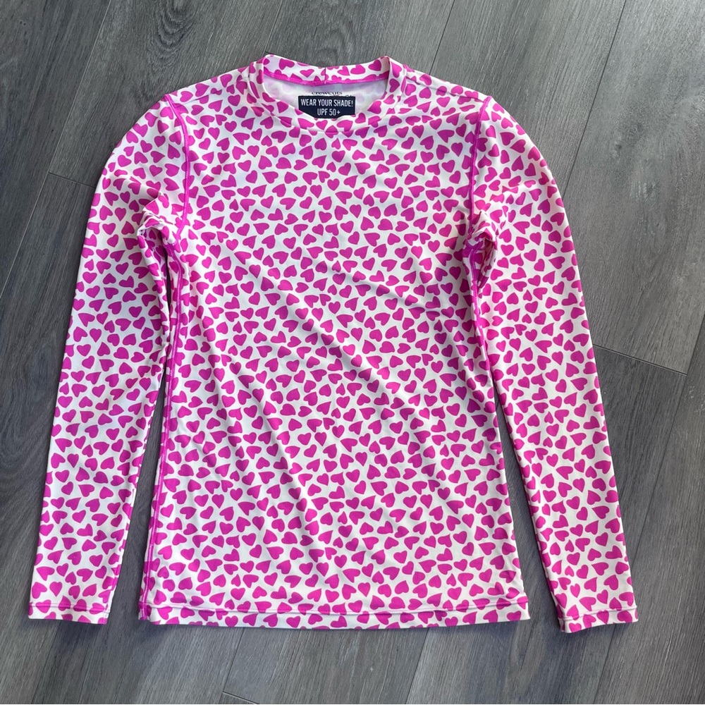 J.Crew Crewcuts Wear Your Shade Pink Heart Pattern Swim Top 14